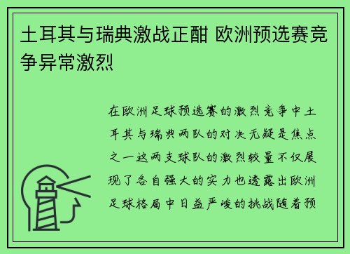 土耳其与瑞典激战正酣 欧洲预选赛竞争异常激烈